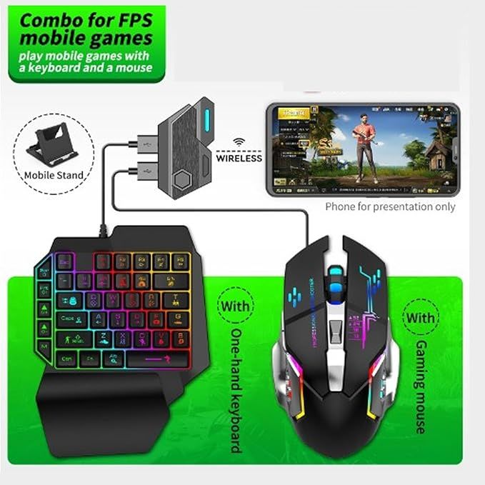 RGB Backlit One-Hand Gaming Keyboard & Mouse Set